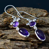 Constanza Purple Dangle Earrings with Gemstones